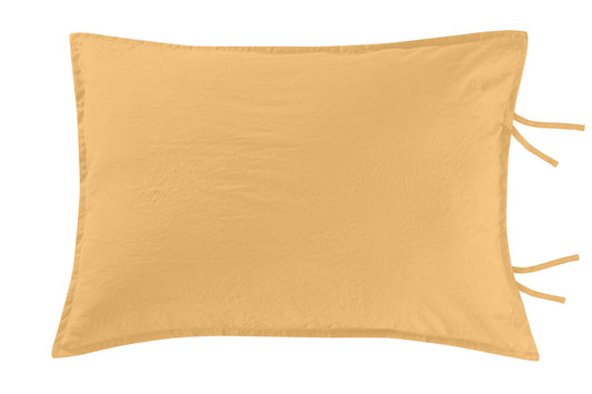 Funda decorativa de microfibra lavada en piedra Sven Amarillo / Gris Yeso