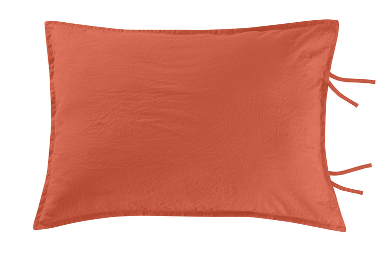 Funda decorativa de microfibra lavada en piedra Sven Terracota / Asfalto