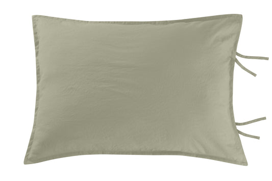 Funda decorativa de microfibra lavada en piedra Sven Verde Seco / Gris Yeso